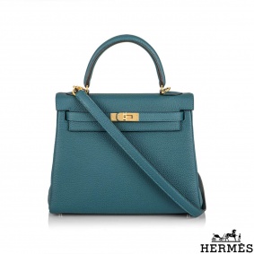 Hermés Kelly II Retourne 25cm Vert Bosphore Togo GHW Hermés Kelly II Retourne 25cm Vert Bosphore Togo GHW